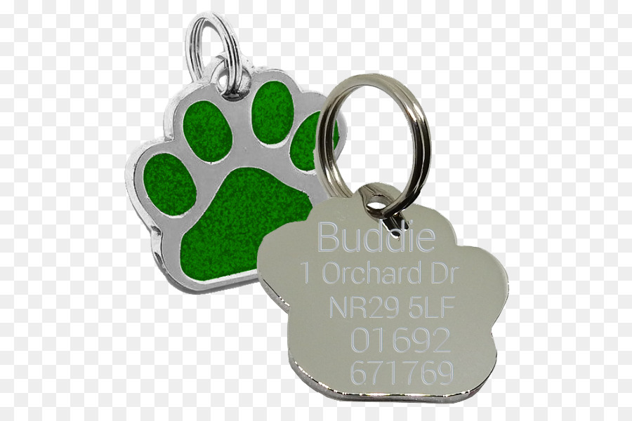 Schlüsselanhänger Dog tag, Katze Pfote Haustier Tags - glitter grün