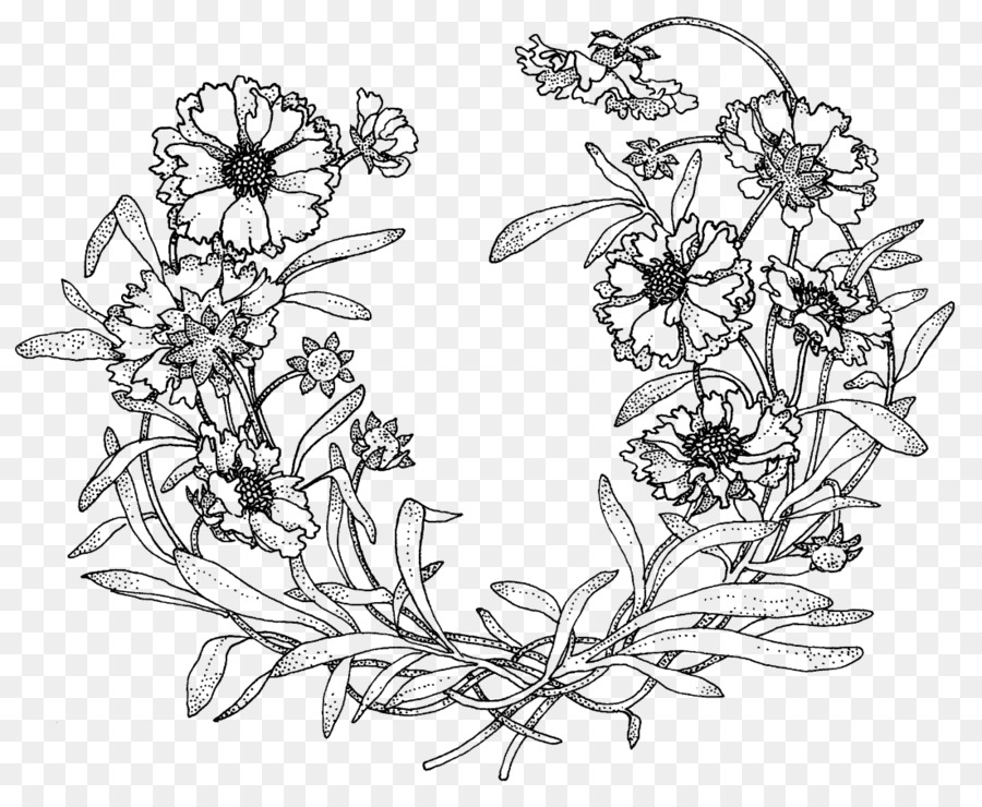 Zeichnung Blumen-design, Monochrom-Skizze - Bleistift