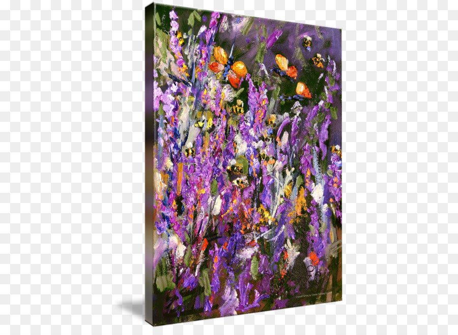 Englisch Lavendel Öl Gemälde Landschaft Malerei, Palette, Messer - Aquarell Lavendel