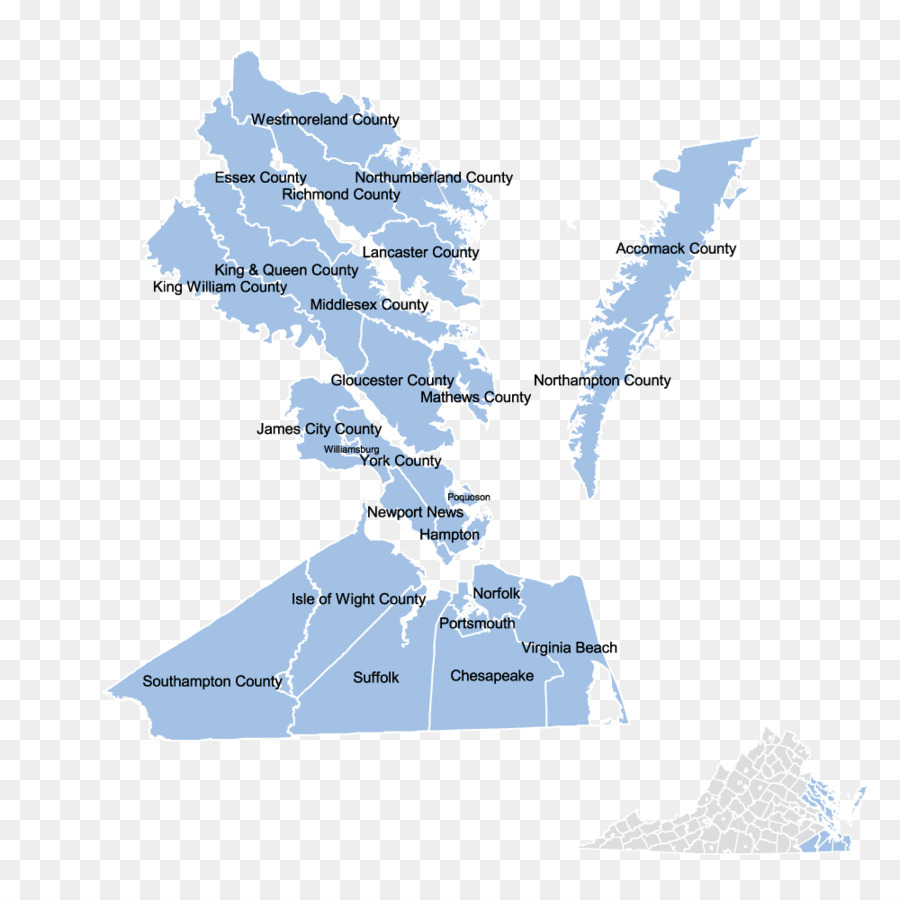 Hampton con Đường phía Bắc Cổ Giữa bán Đảo khu vực Tidewater - bản đồ