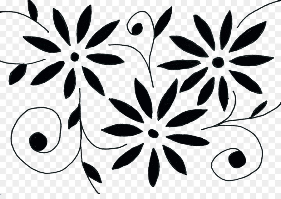Disegno grafica in bianco e Nero di Schizzo - fiore