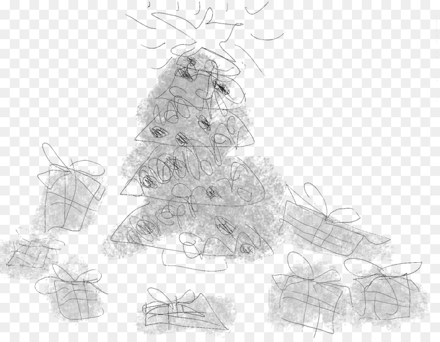 Weihnachtsbaum Vertebraten-Line-Kunst-Skizze - Weihnachtsbaum