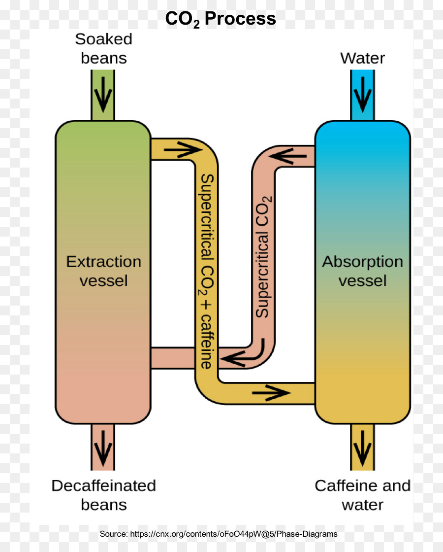 Il diagramma di fase di biossido di Carbonio dei Gas di Estrazione - chicchi di caffè ombreggiatura