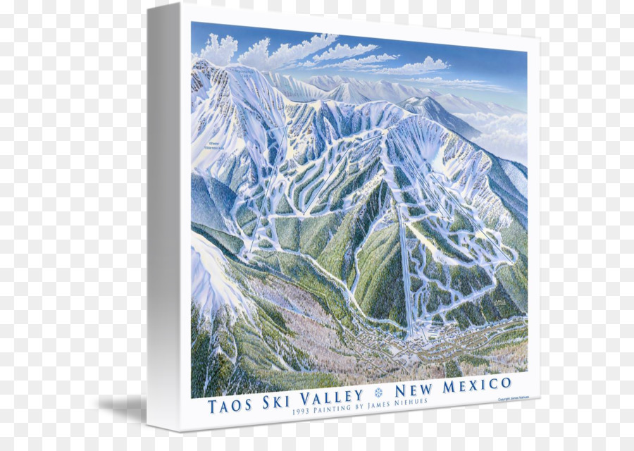 Taos Ski Valley Trail Karte, Gallery wrap Canvas-Fotografie - Skigebiet