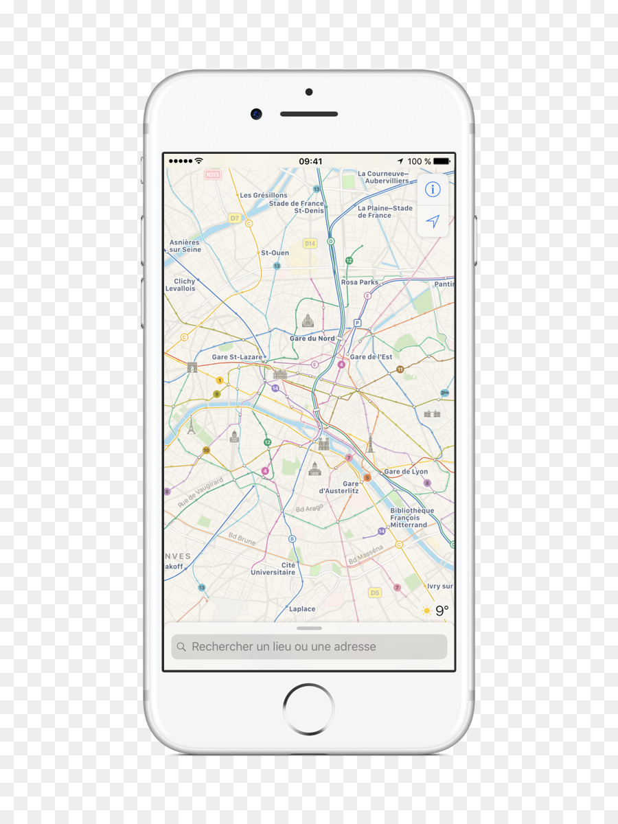 Gebot ES Handys Apple Maps - paris Postkarte