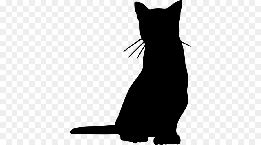 Gatto nero Gattino Baffi Domestico gatto pelo corto Silhouette - gattino