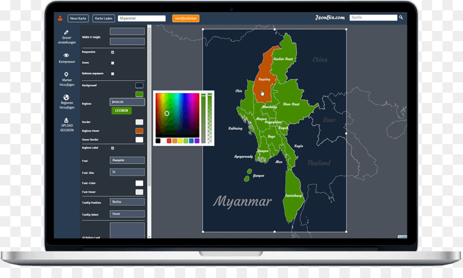 Mappa del mondo JsonBix | Interaktive Landkarten Editor Online mappa dell'Immagine Modello - mappa