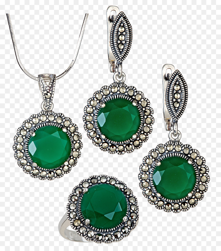 Ohrring Mit Smaragd Esmeraldas Charms & Anhänger Kette - Smaragd