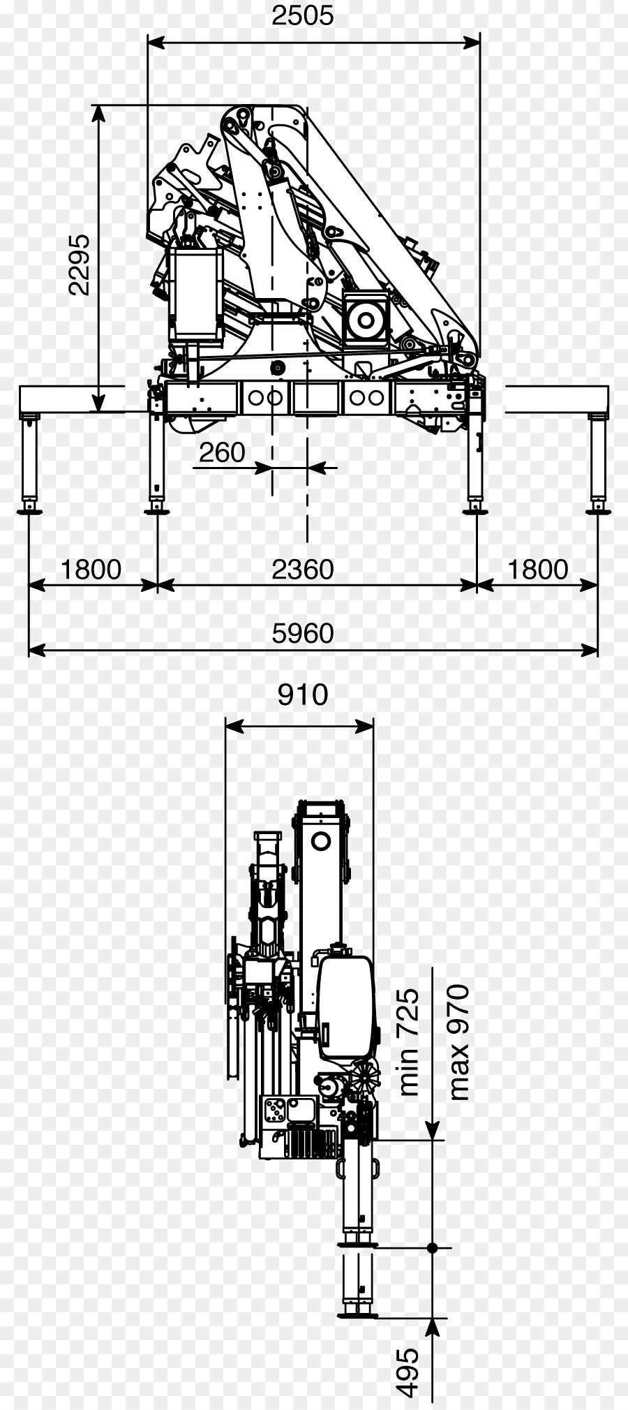 Kran Technische Zeichnung EFFER S. P. A. Architectural engineering Maschine - Kran