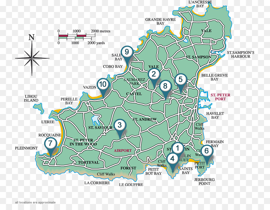 Guernsey Mappa Geografia Itinéraire Di Navigazione - mappa