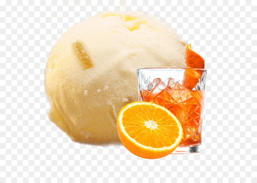 Eis-Creme-Sorbet-Cocktail mit Gin und tonic, Old Fashioned - Eis orange