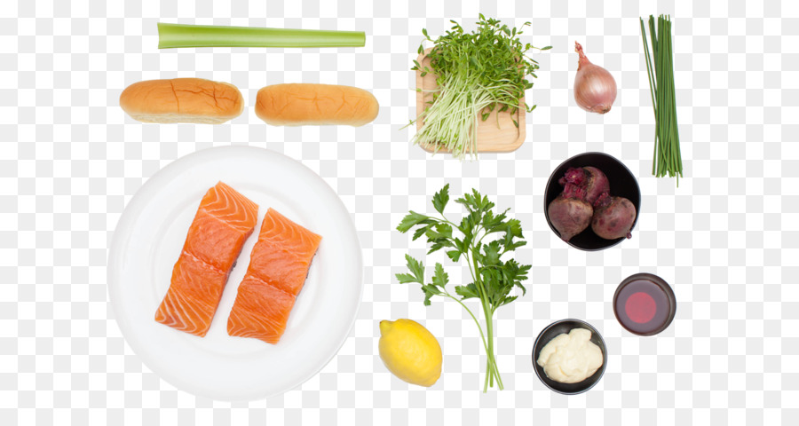 Sashimi, Vegetarische Küche Geräucherter Lachs Mirepoix Gemüse-Blatt - Salat roll