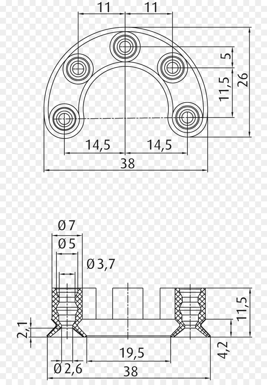 Disegno tecnico Piano piano - coppa anello