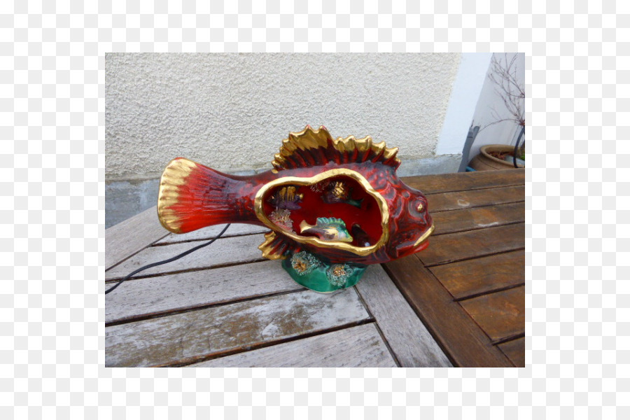 Porcellana Ceramica Vallauris Lampada Notturna - il pesce rosso della morte