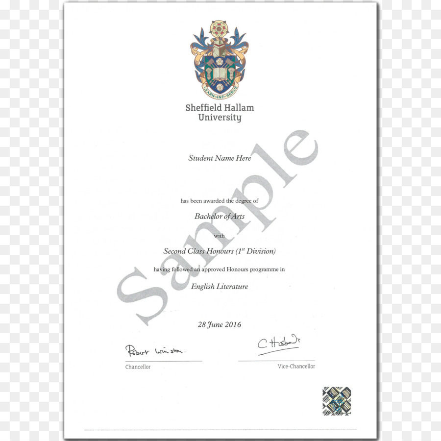 Sheffield Hallam university, Università di Sheffield Academic certificato di Diploma Accademico di laurea - Diploma Di