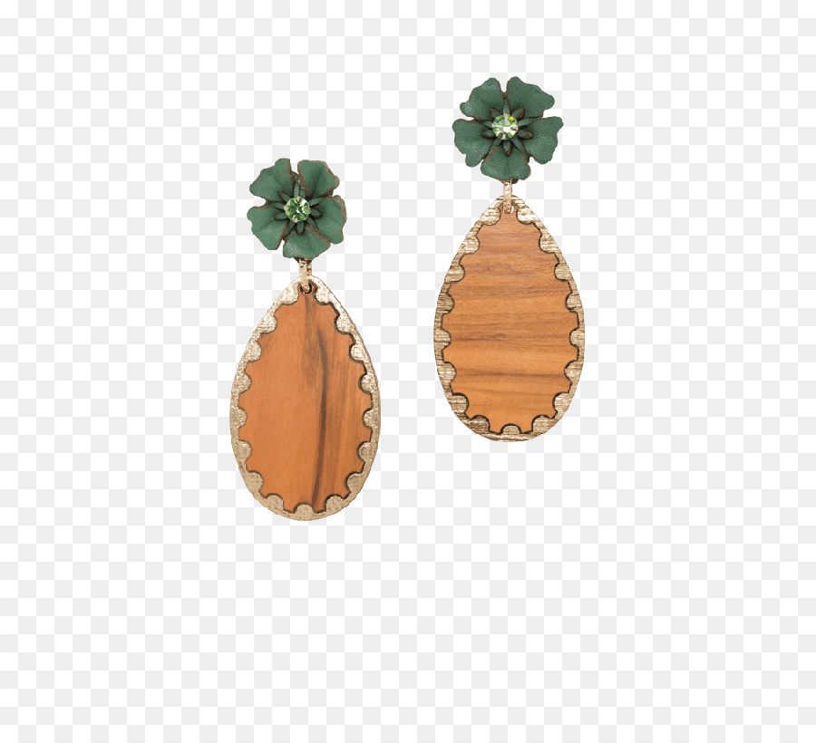 Ohrring Almala Kleidung Accessoires Edelstein Holz - grüne Blätter mit Holz