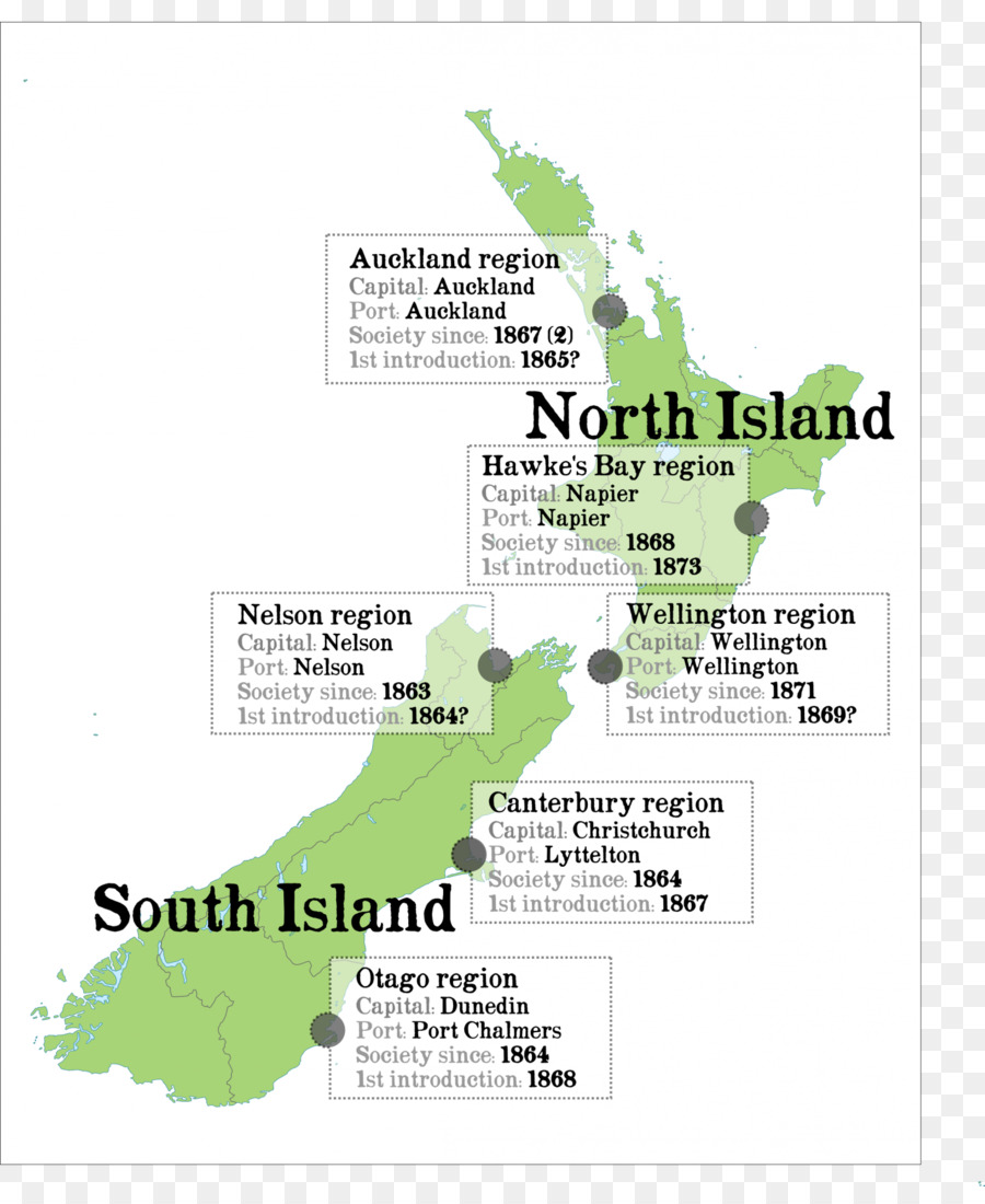 Uccello di Acclimatazione società in Nuova Zelanda, Mappa della Posizione Yellowhammer - uccello