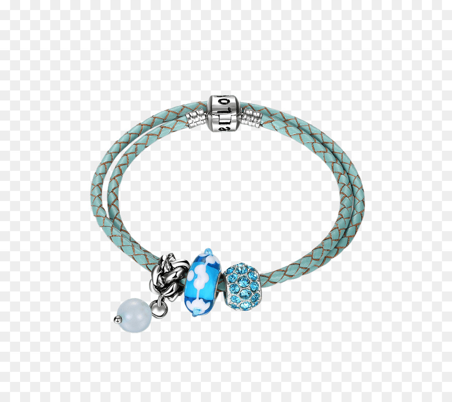 Charme-Armband-Ohrring-Blaue Perle - Perlen Armband