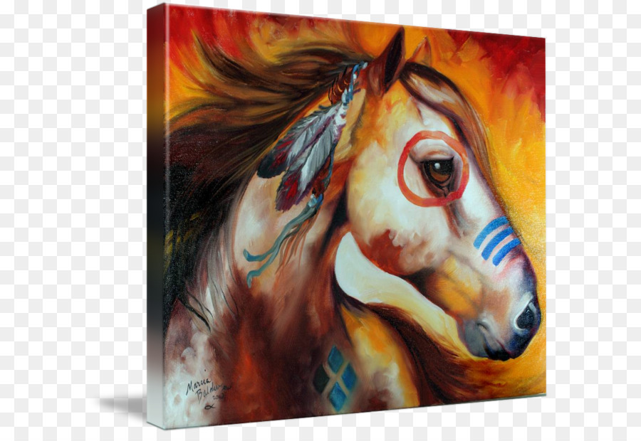 Aquarell-Malerei American Indian American Indian Wars Pferd Pony - Malerei