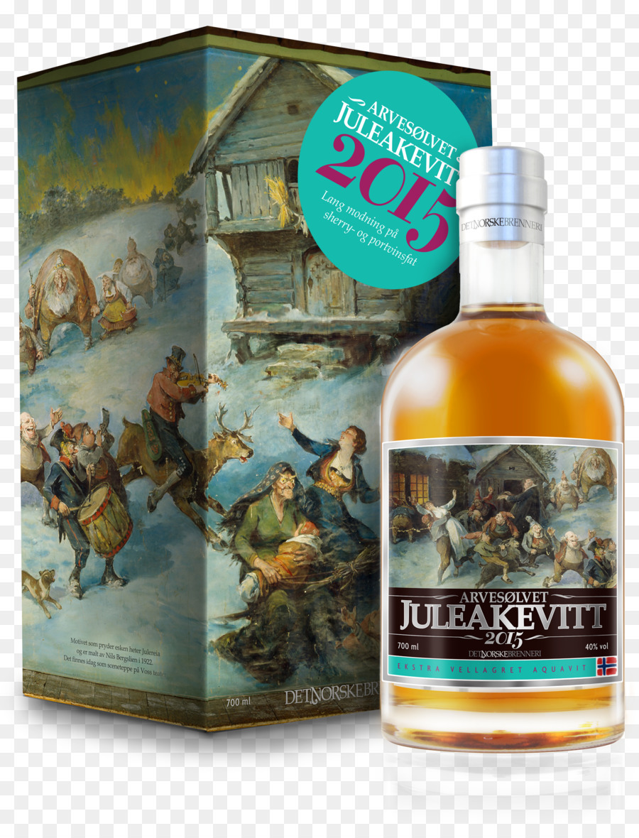 Akvavit Liquore Norske Akevitters Venner Whisky bottiglia di Vetro - boxe