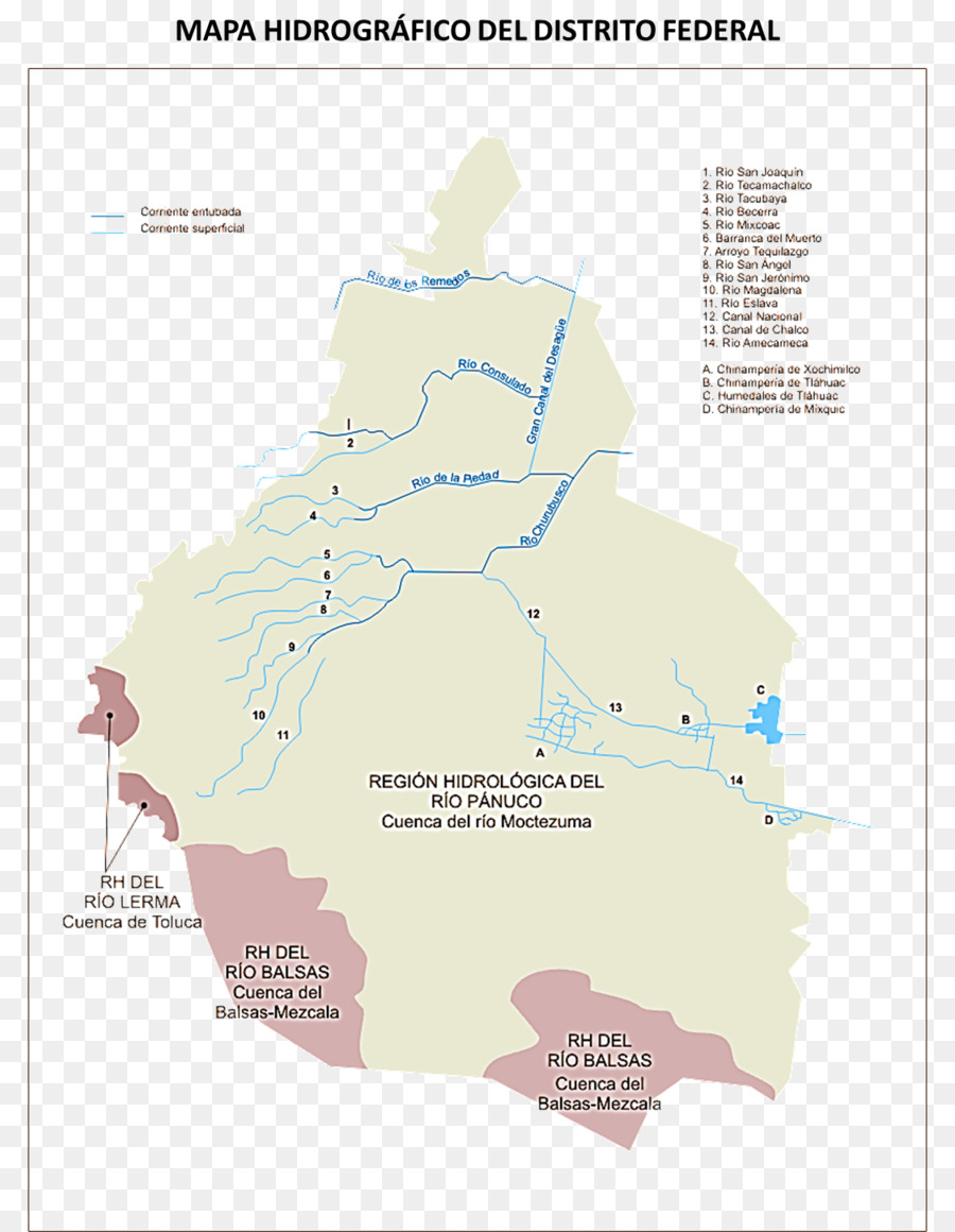 Wüste von los Leones National Park Map Rio Magdalena Location Hydrography - Anzeigen
