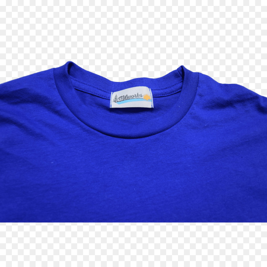 T-shirt Tay áo màu xanh Cobalt Cổ Cổ - Áo thun