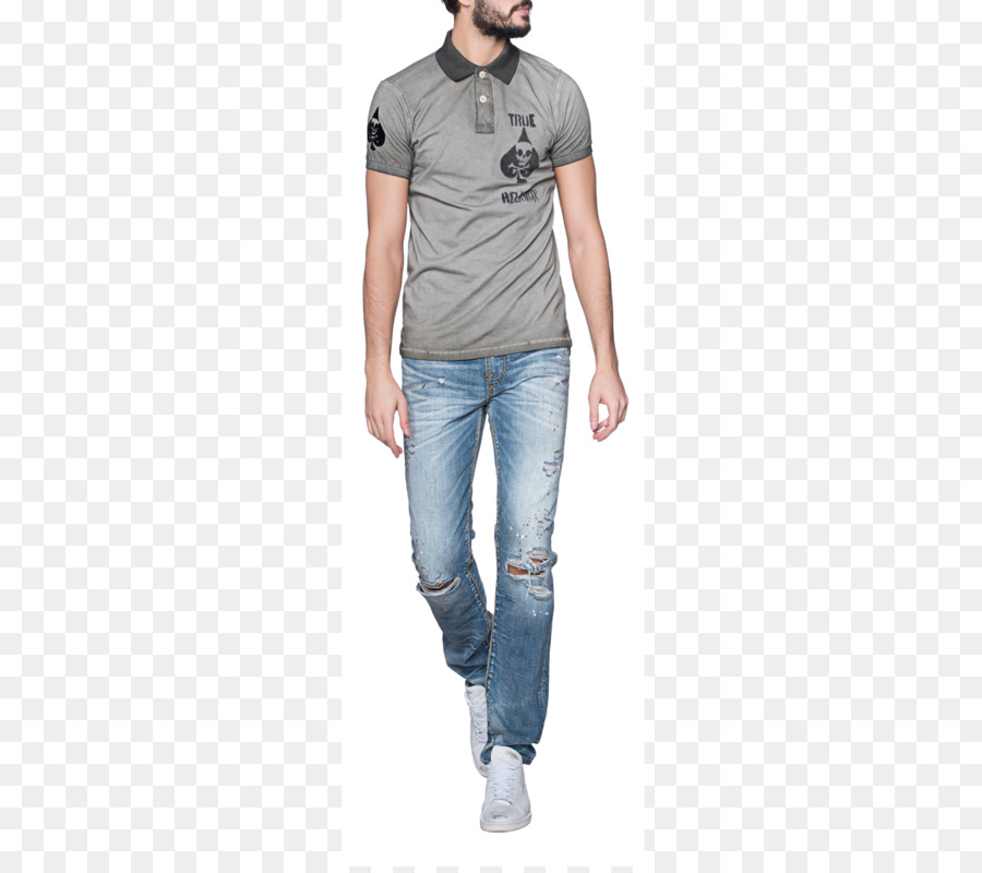 Jeans-Bedruckte T-shirt Ärmel Kragen - Jeans