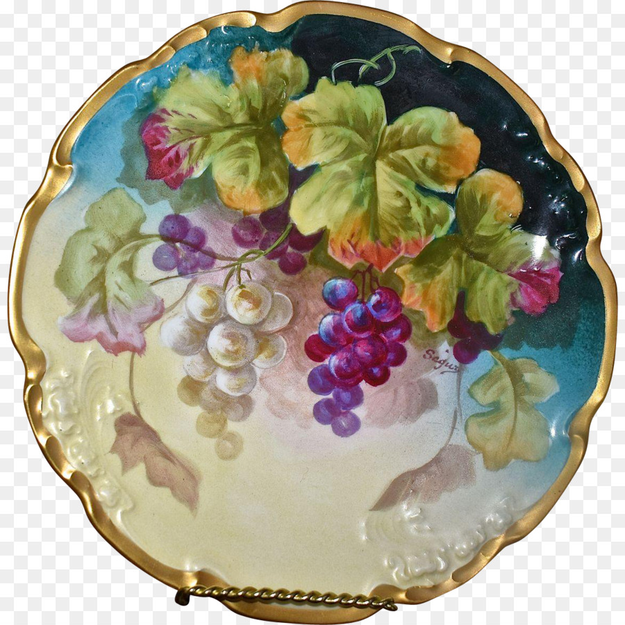 Limoges Porzellan Teller Malerei Blumentopf - Platte