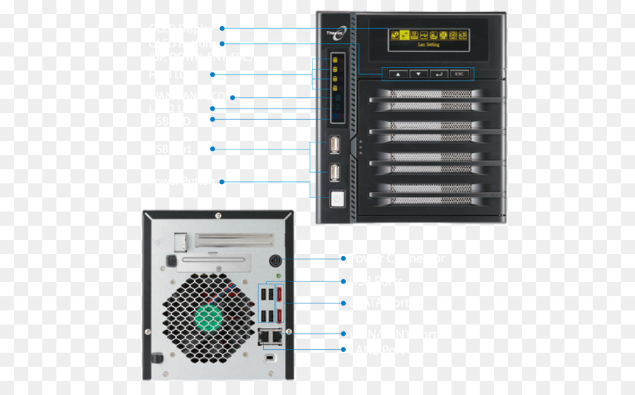 Thecus Netzwerkspeicher-Systeme-Intel-Atom-Computer-Gehäuse & Gehäuse Elektronik - reset Taste Bild