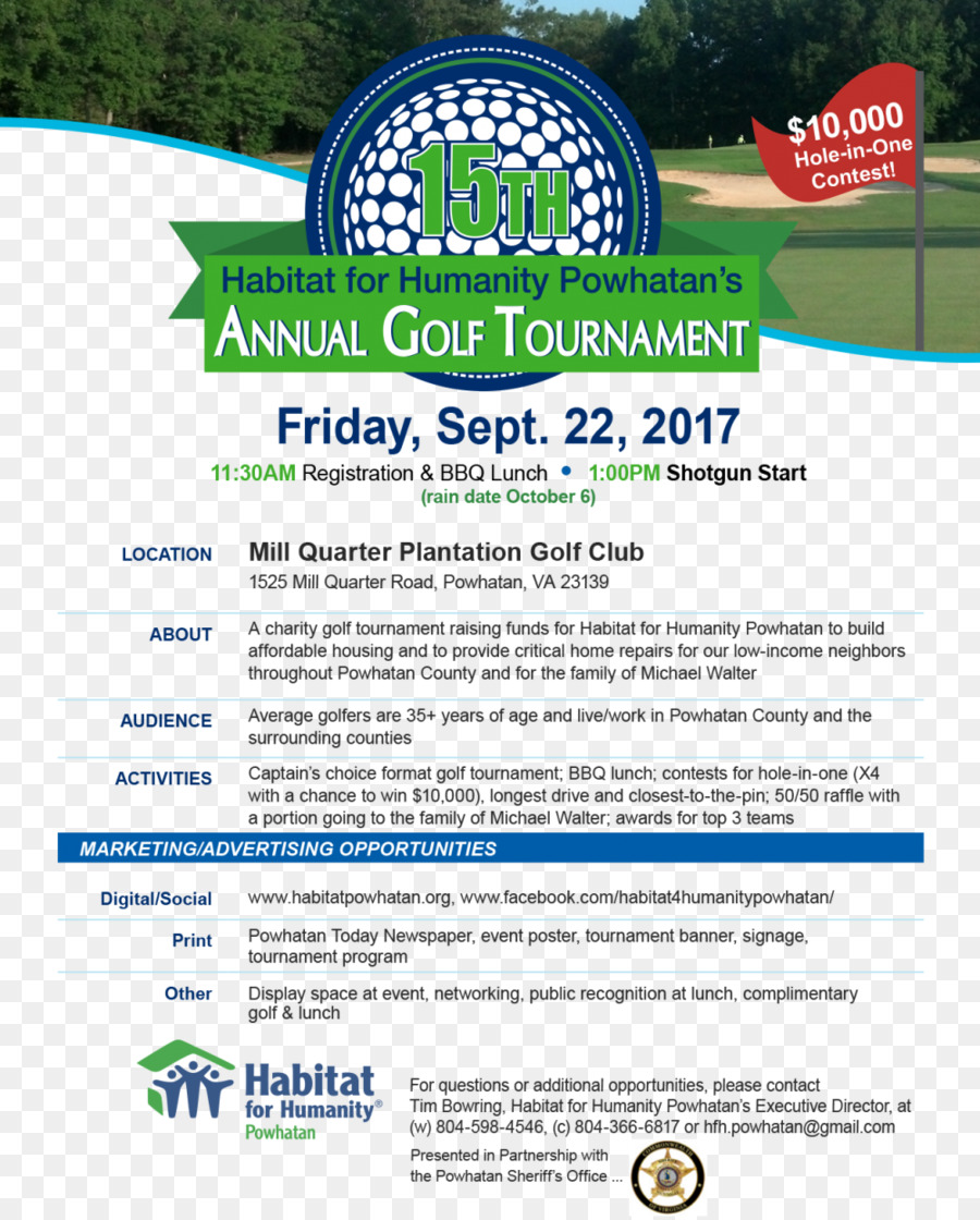 Habitat Per l'Umanità - Powhatan organizzazione di Beneficenza Ovest centro del Minnesota Comunità di Azione - torneo di golf flyer