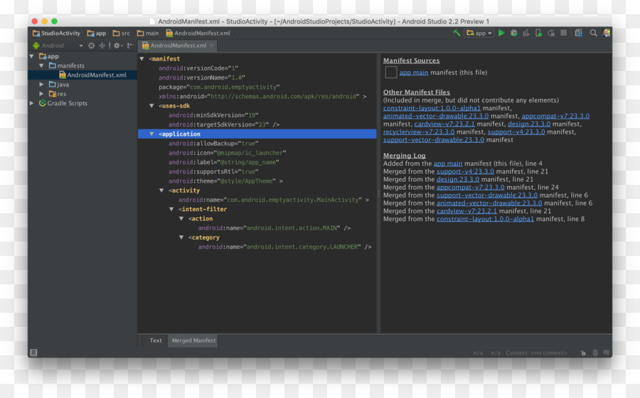 Node.js Android Studio-Benutzeroberfläche - Design