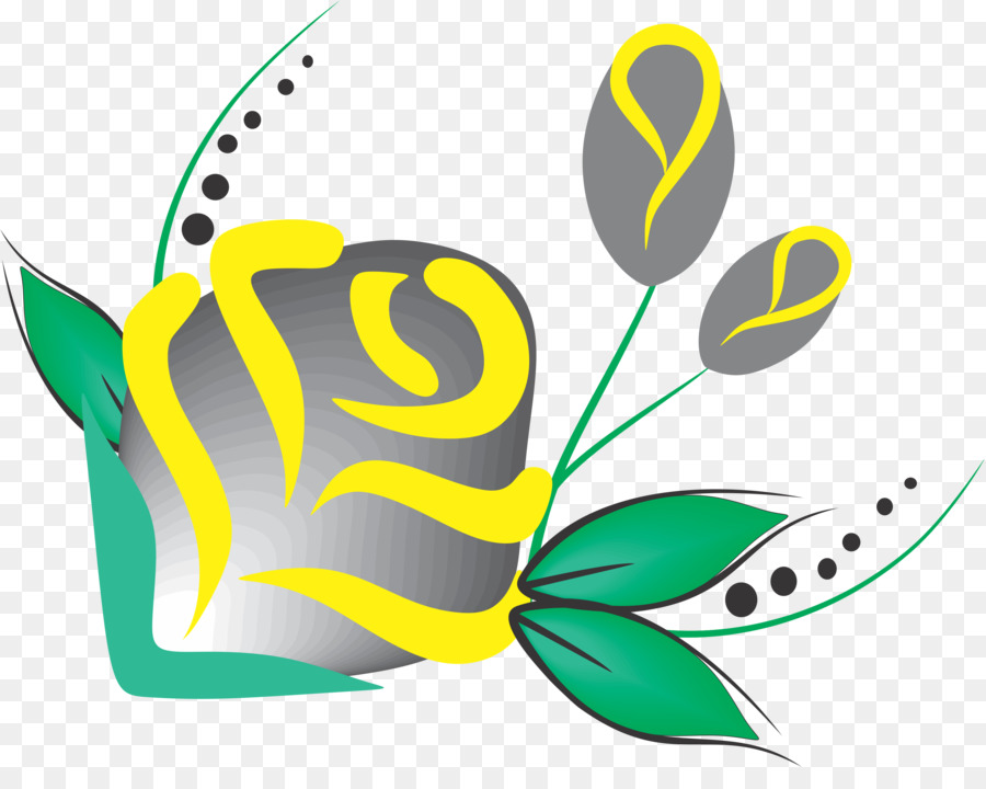Grün-Gelb-Nail-Blumen-Zeichnung - Nagel