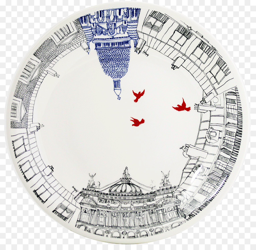 Piatto ceramica produzione di Gien Porcellana di Parigi, Stoviglie - Torta di luna e tè