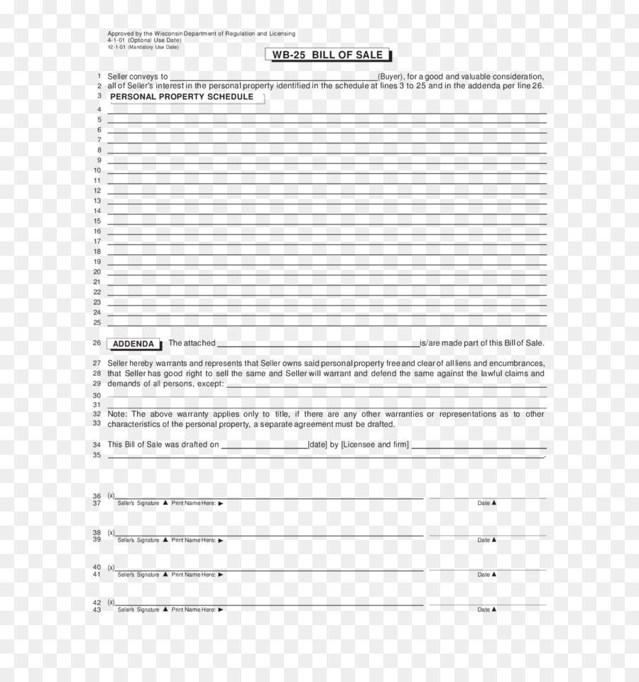 Documento Fattura di vendita PDF Wisconsin Proprietà - proprietà personale