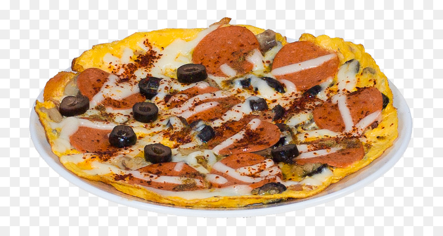 Pizza in stile californiano I panettieri siciliani della pizza brindano a Omelette - frittata