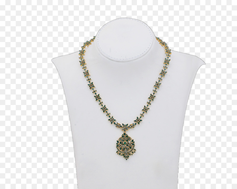 Halskette-Ohrring Edelstein-Charms & Anhänger Smaragd - Halskette