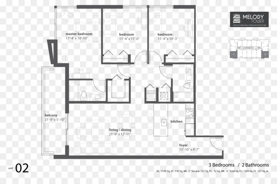 Grundriss Melodie Turm-Schlafzimmer-Apartment mit Whirlpool - Wohnung