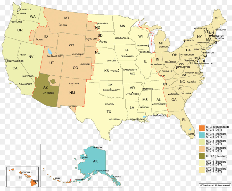 Vereinigte Staaten, Welt, Landkarte Zeit zone - Vereinigte Staaten