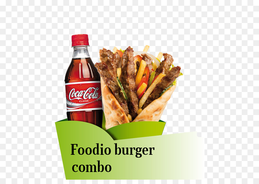 Kohlensäurehaltige Getränke, Coca Cola Fast food Geschmack Kunststoff Flasche - Burger Combo