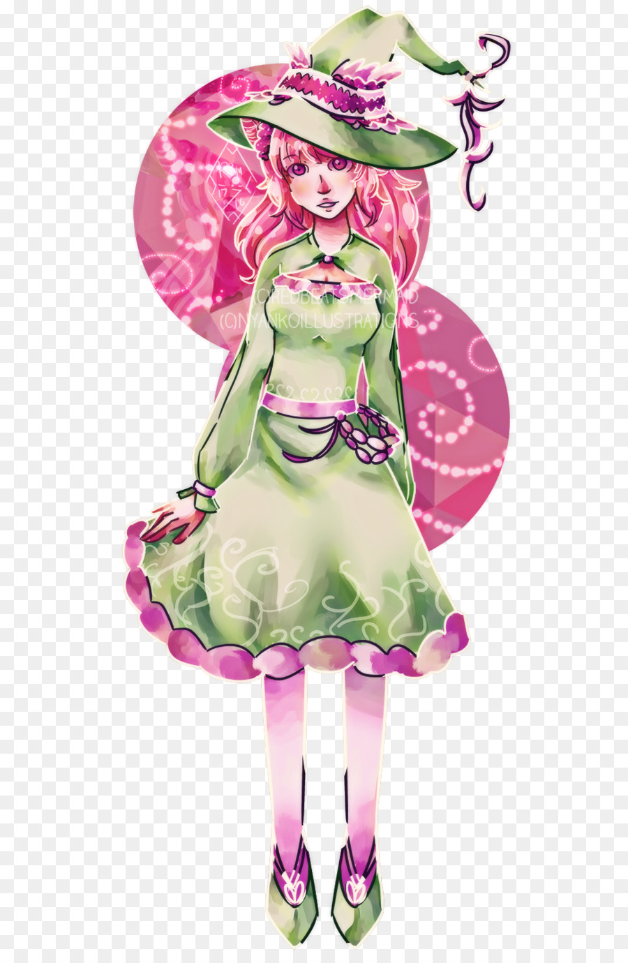 Kostüm design Grün Legendäre Kreatur - Meerjungfrau pink
