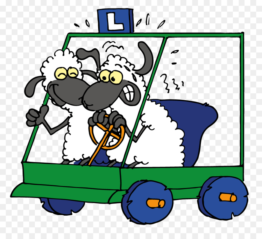Rijschool Schafe Cartoon-Fahrer-Ausbildung Lesauto - Auto