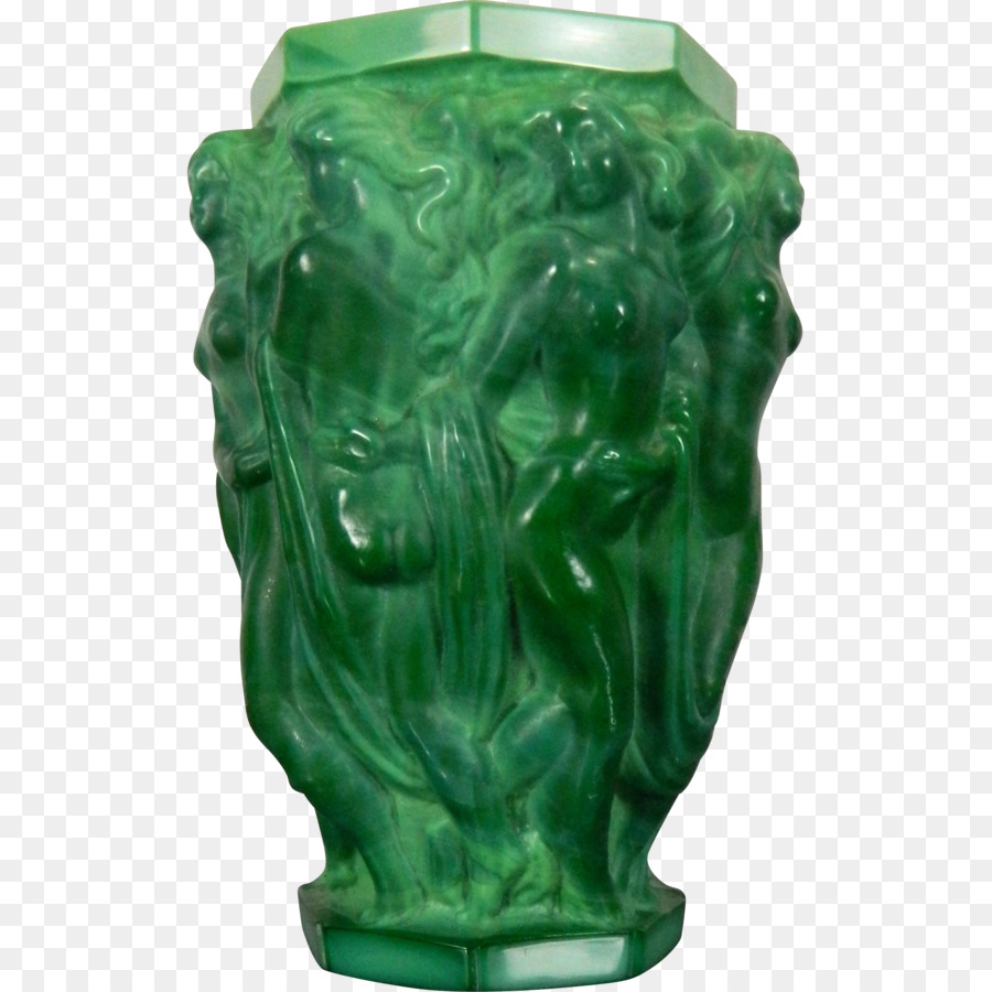 Vaso in Vetro di Malachite e di scultura in Pietra in stile Art Deco - vaso