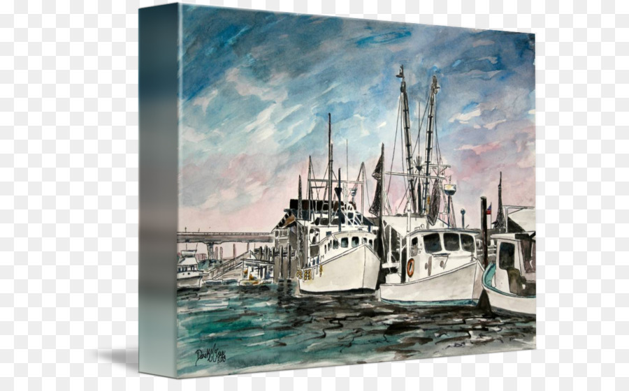La pittura ad acquerello Barca Tela Art - acquerello faro