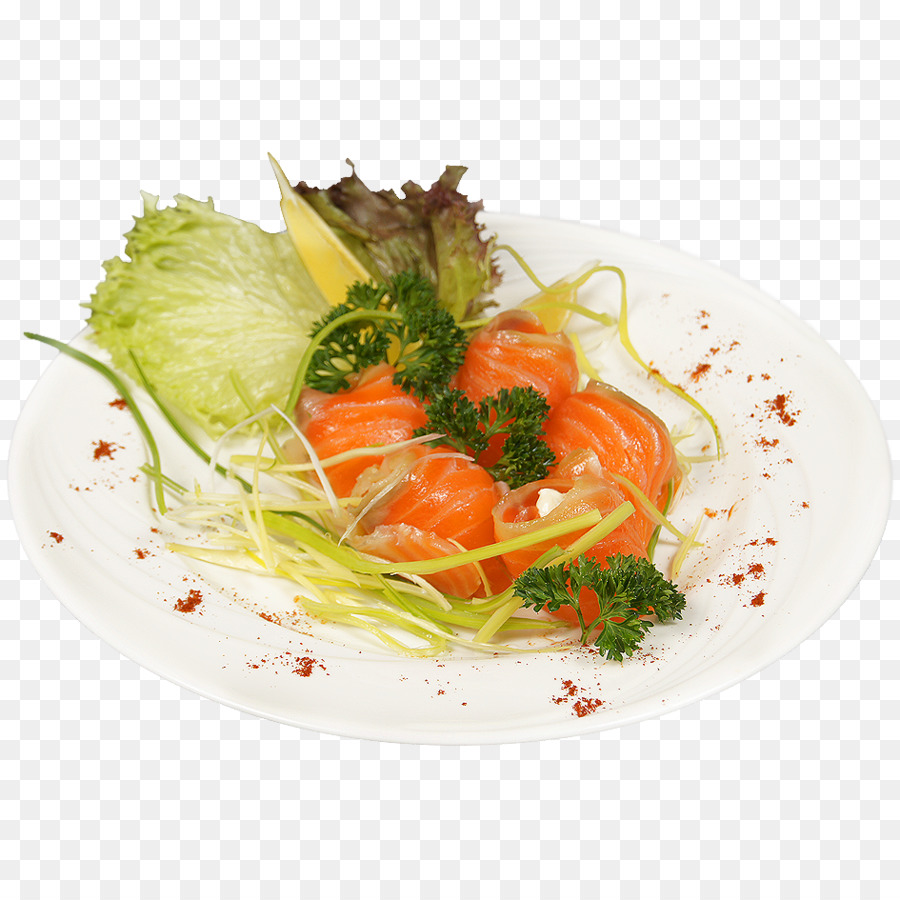 Sashimi cá hồi Hun khói ăn Chay Salad - rau xà lách