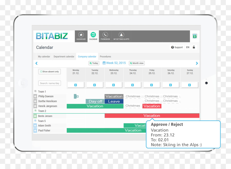 BitaBIZ Computer Programm Beurlaubung Business krankenstand - ipad Statusleiste