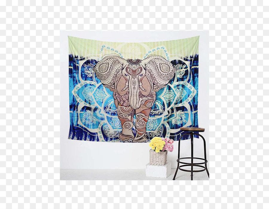 Tấm thảm Dệt Polyester Tường thuật trang Trí - con voi mạn la
