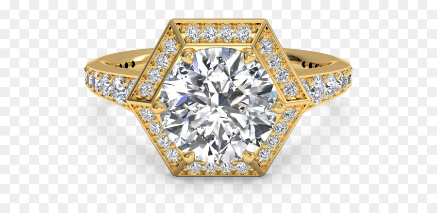 Gemological Institute of America, anello di Fidanzamento, Gioielli con Diamanti - di forma esagonale oro