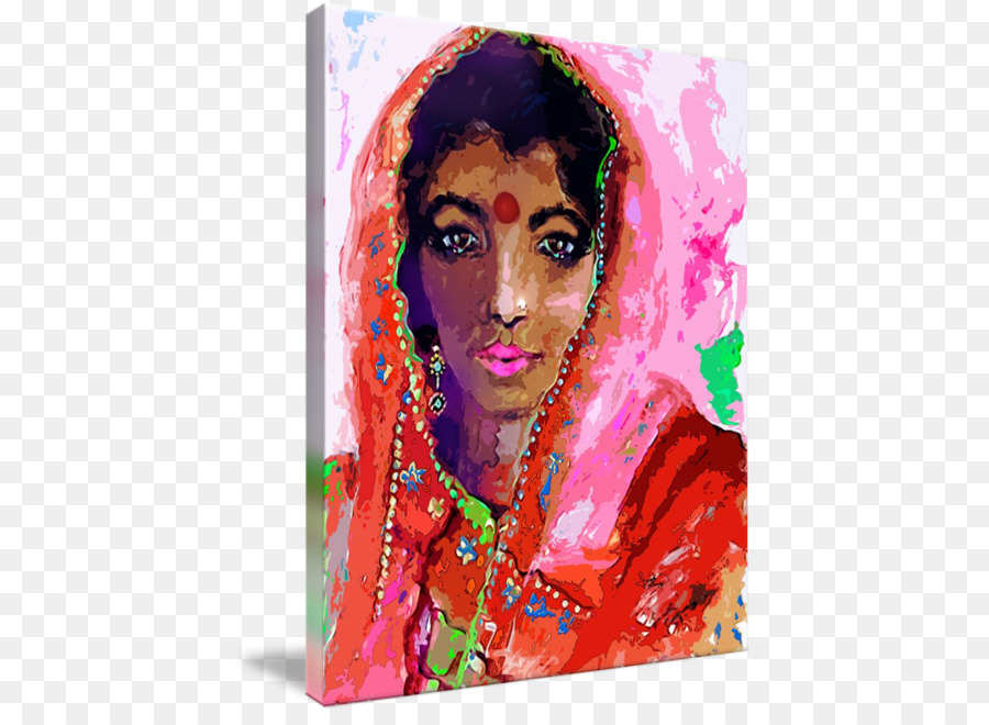 Aquarell Malerei Indische Malerei Porträt Kunst - indischer Sari
