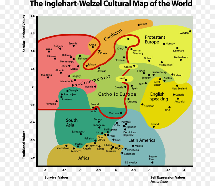 Inglehart–Welzel mappa culturale del mondo della Cultura World values Survey - mappa