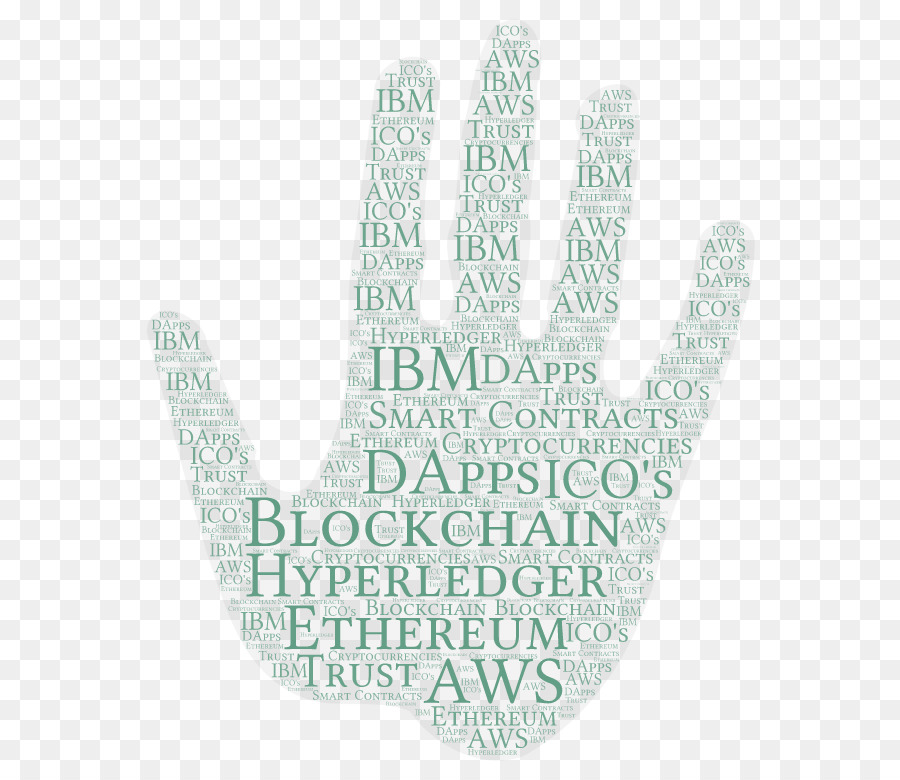 Finger Teal Kunst-Handschuh Schriftart - ibm und maersk blockchain